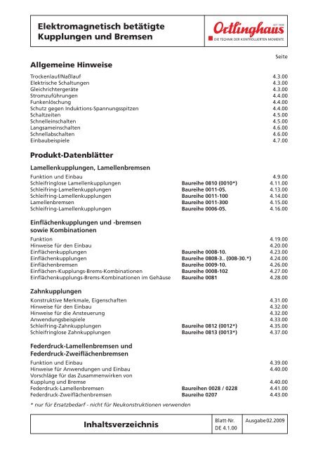 Elektromagnetisch betÃ¤tigte Kupplungen und Bremsen - Ortlinghaus