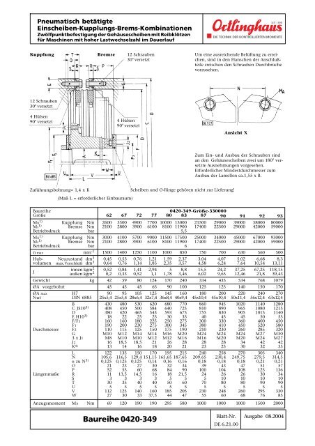 Pneumatische Kupplungen und - Bremsen ... - Ortlinghaus