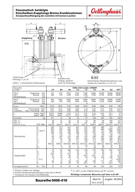 Pneumatische Kupplungen und - Bremsen ... - Ortlinghaus