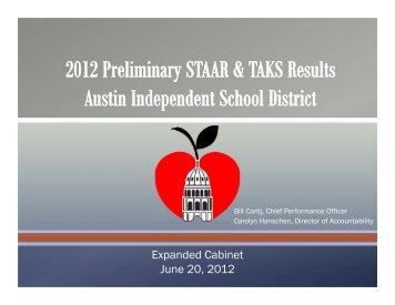2012 Preliminary STAAR & TAKS Results - Austin ISD