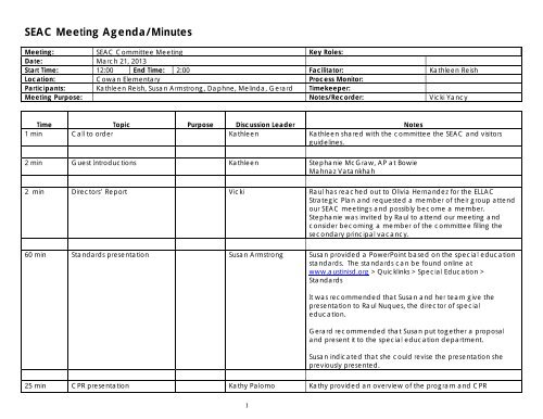 SEAC Meeting Agenda/Minutes - Austin ISD