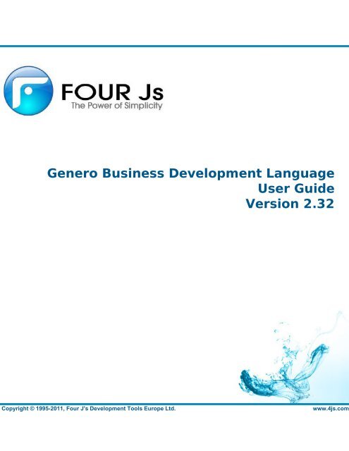 Genero Business Development Language User Guide Version 2.32