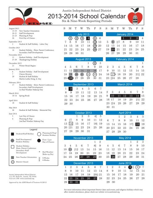 AISD Calendar 2013-14 Eng-Spn Color_.indd - Austin ISD