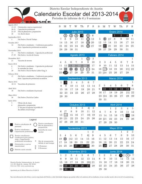 AISD Calendar 2013-14 Eng-Spn Color_.indd - Austin ISD