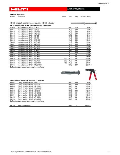 List Price 2012 - Hilti