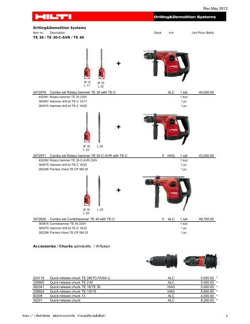 List Price 2012 - Hilti