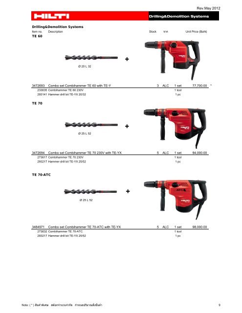 List Price 2012 - Hilti