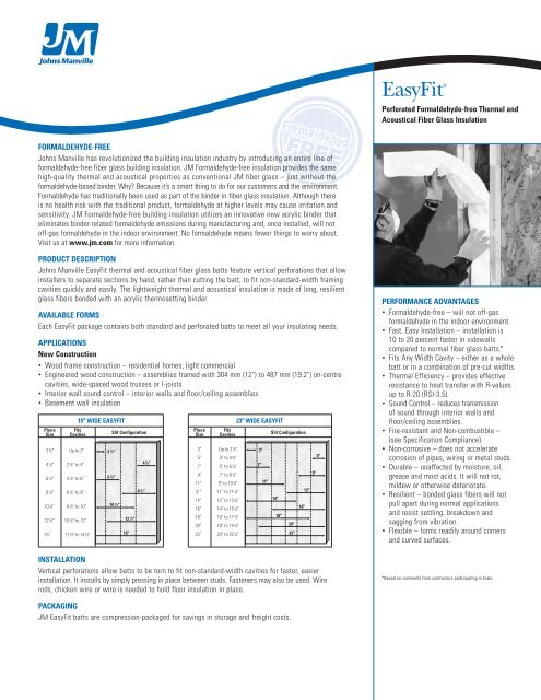 Johns Manville EasyFit Insulation Data Sheet - Brock White