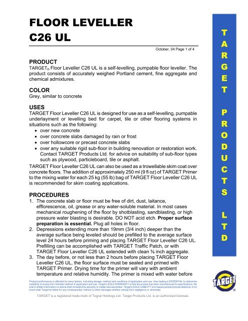 Target C26 Product Data Sheet Brock White