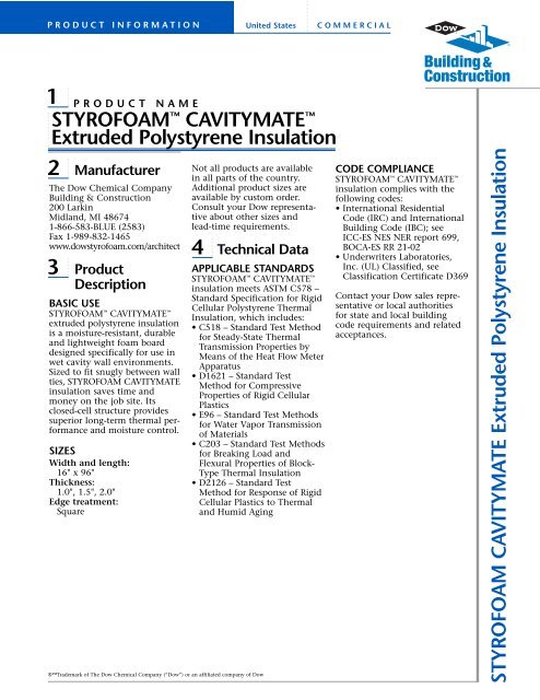 2 Inch Dow Styrofoam Board: Polystyrene Insulation Board