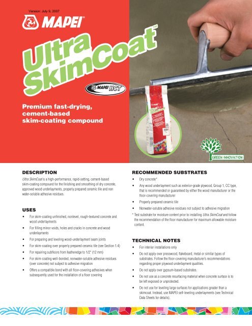 Mapei Ultra Skim Coat Product Data Sheet - Brock White