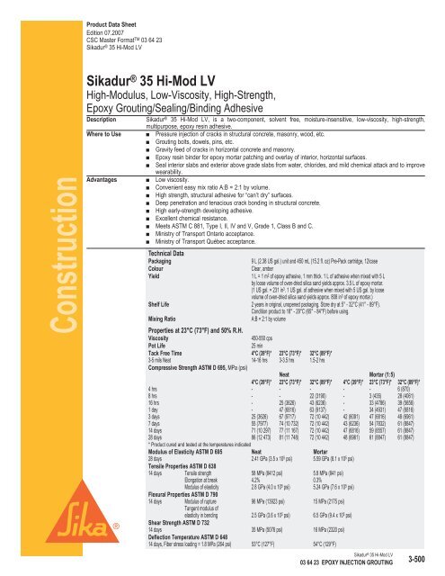 Sikadur 35 Hi-Mod Product Data Sheet - Brock White