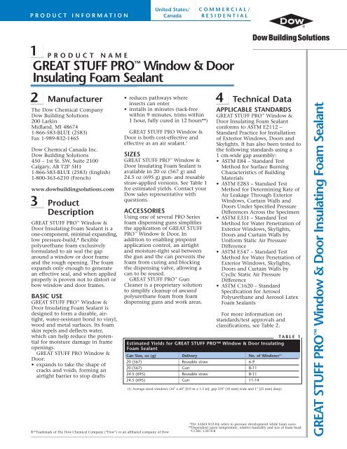 Great Stuff Pro Window & Door Insulating Foam Sealant
