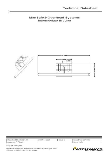 Mansafe Technical File Example.pdf Technical Datasheet ManSafe® Overhead Systems Intermediate ...
