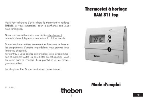 Thermostat Ã horloge RAM 811 top Mode d'emploi