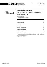 Service Information INTEGRABLE LAVE-VAISSELLE ADG 8983/1 IX