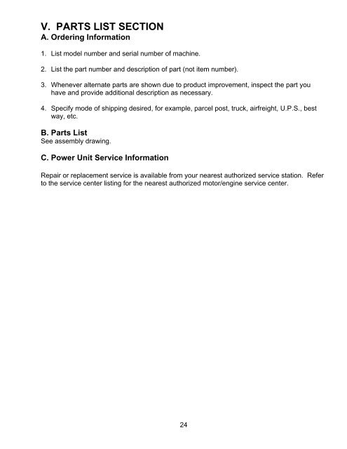 Nearest Service Station >> V Parts List Section A Nearest Service Station >> V Parts List Section A