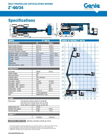 Genie - Z60/34 - 20.39m Self Propelled Articulated Boom Lift