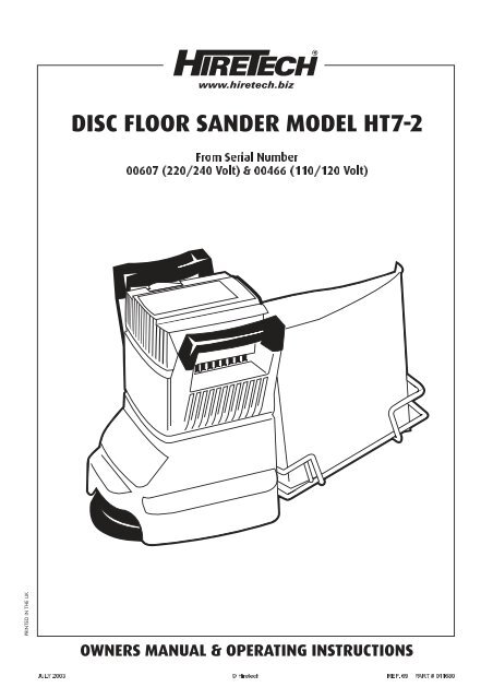 Disc Floor Sander Model Ht7 2 Jw Hire Sales Ltd