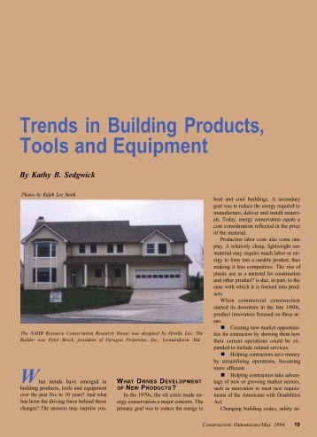 Trends in Building Products, Tools and Equipment - AWCI