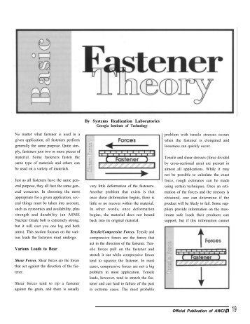 Basic Fastener Theory - AWCI