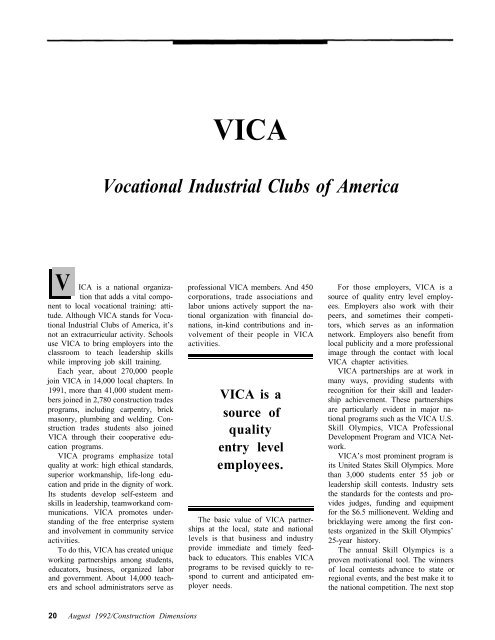 VICA -- Vocational Industrial Clubs of America - AWCI