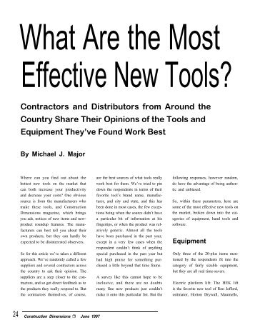 What Are the Most Effective New Tools? - AWCI