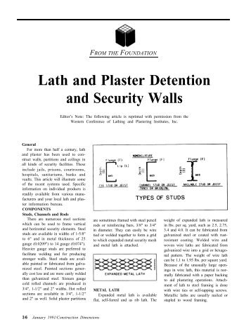 Lath and Plaster Detention and Security Walls - AWCI