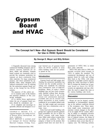 Gypsum Board and HVAC - AWCI