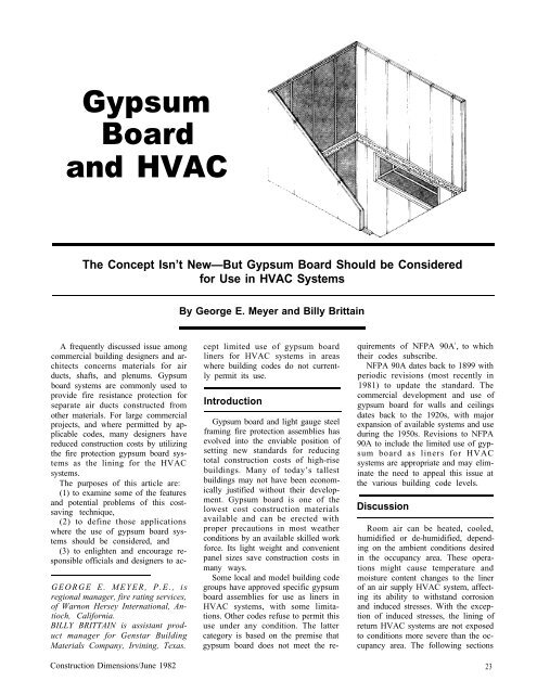 Gypsum Board and HVAC - AWCI