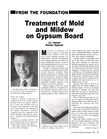 Treatment of Mold and Mildew on Gypsum Board - AWCI