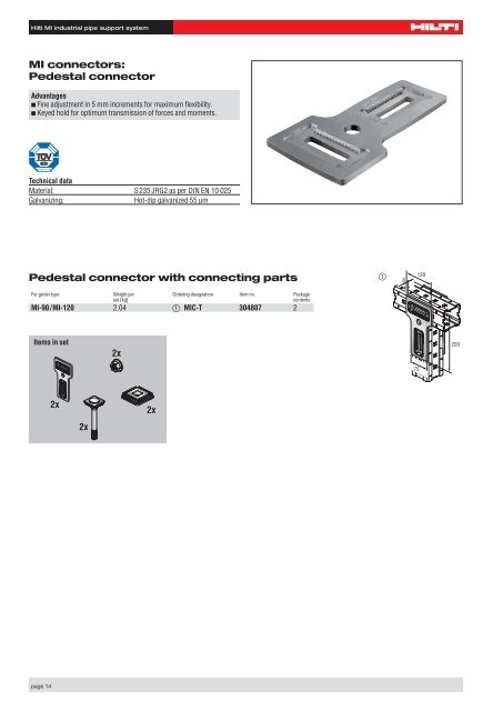 Hilti MI industrial pipe support system Technical ... - Motek