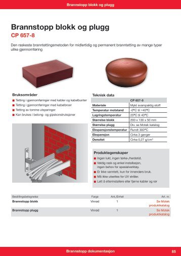 Brannstopp blokk og plugg - Motek
