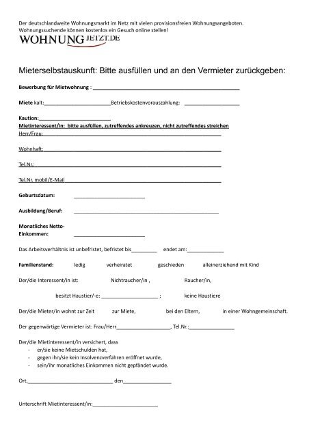 MIETERSELBSTAUSKUNFT KOSTENLOSE VORLAGE PDF DOWNLOAD visual data 3