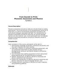 Phonemic Awareness and Phonics Syllabus - Casenex