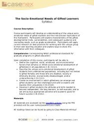 The Socio-Emotional Needs of Gifted Learners Syllabus - Casenex