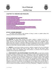 Vendors and Peddlers Ordinance - City of Pittsburgh