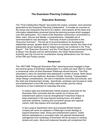 “Executive Summary” and the “Final - City of Pittsburgh
