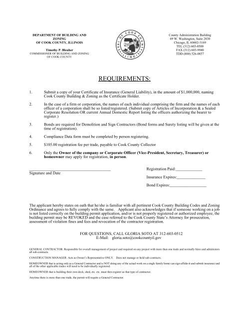 COOK COUNTY CONTRACTOR REGISTRATION APPLICATION