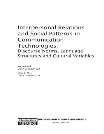 Interpersonal Relations and Social Patterns in Communication ...