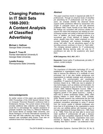 Changing Patterns in IT Skill Sets 1988-2003: A Content Analysis of ...