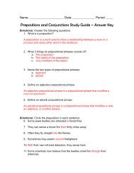Preposition and Conjunction SG - answer key
