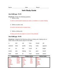 Verb Study Guide - answer key