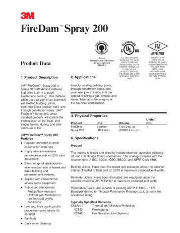 FireDam Spray 200 Product Data - CableOrganizer.com