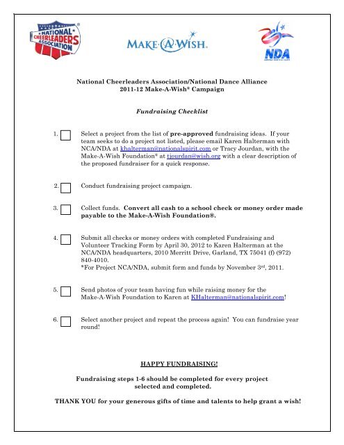 fundraising tracking form - National Cheerleaders Association