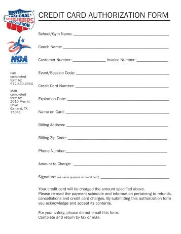 card authorization form