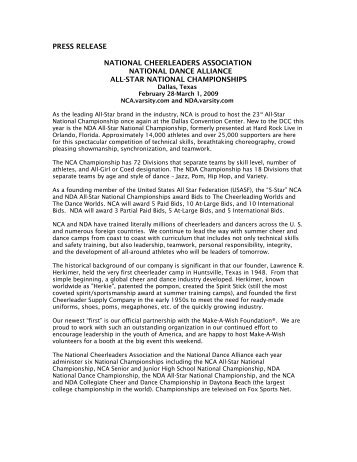press release national cheerleaders association national dance ...