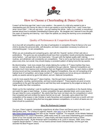 How to Choose a Cheerleading & Dance Gym - JAMSpiritSites.com