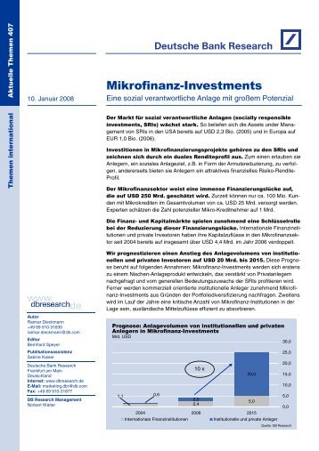 Eine sozial verantwortliche Anlage mit groÃem ... - Microfinance