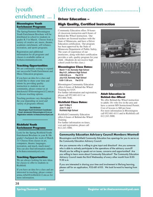 Spring Summer 2013 Catalog - Community Services - Bloomington ...